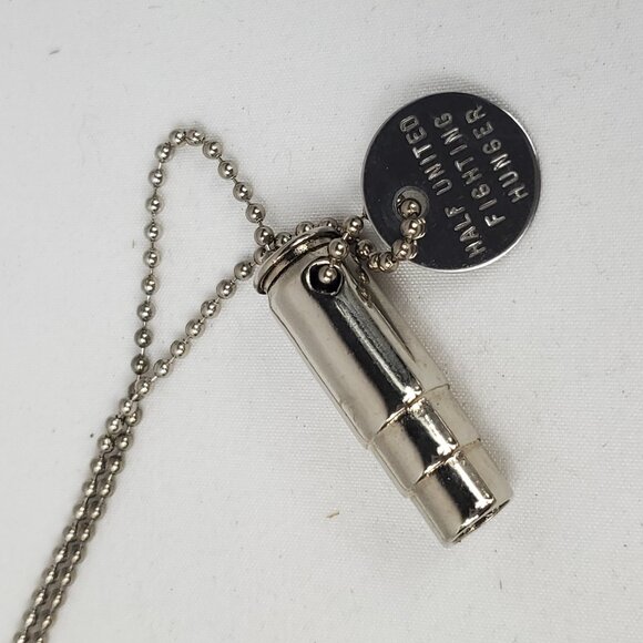 Half United Fashion That Feeds Silver Tone Stainless Steel Ammo Shell Necklace - Picture 1 of 8